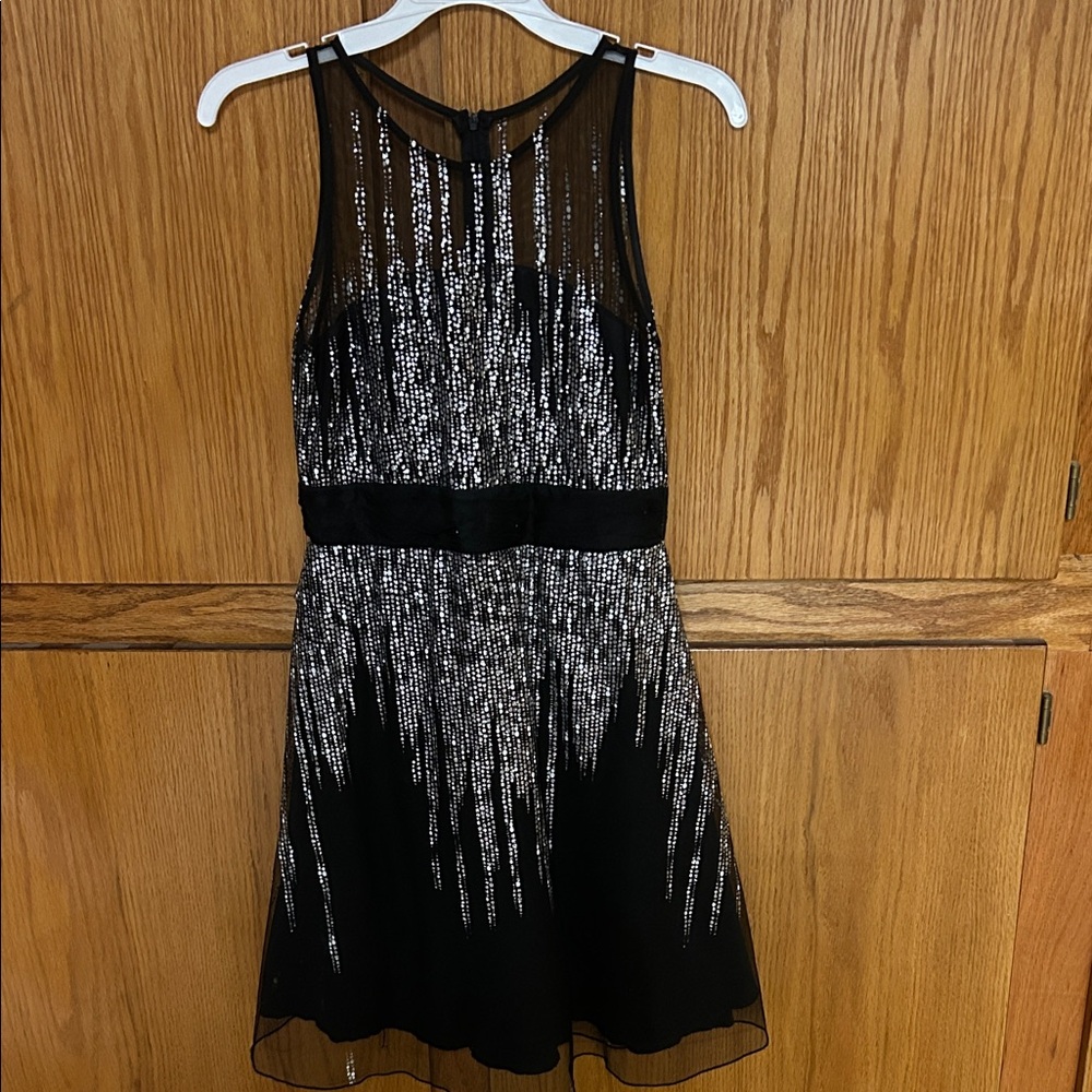 Emily West Black and Silver Sequin Mini Dress